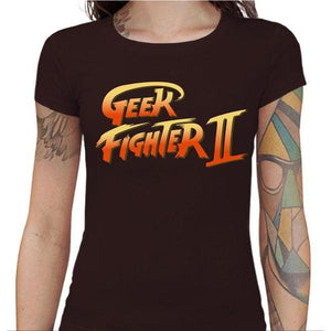 T-shirt Geekette - Geek Fighter II - Couleur Chocolat - Taille S