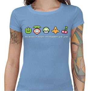 T-shirt Geekette - Geek Food - Couleur Ciel - Taille S