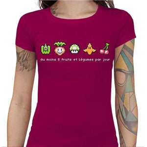 T-shirt Geekette - Geek Food - Couleur Fuchsia - Taille S