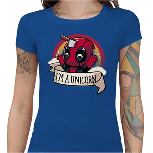 T-shirt Geekette - I am unicorn - Couleur Bleu Royal - Taille S