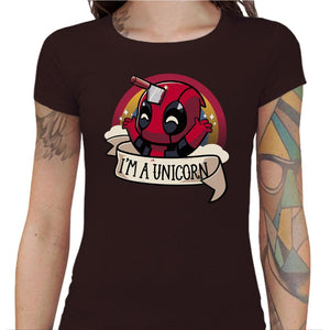 T-shirt Geekette - I am unicorn - Couleur Chocolat - Taille S
