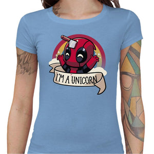 T-shirt Geekette - I am unicorn - Couleur Ciel - Taille S