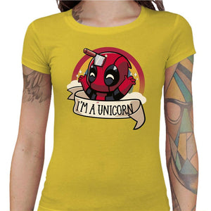 T-shirt Geekette - I am unicorn - Couleur Jaune - Taille S