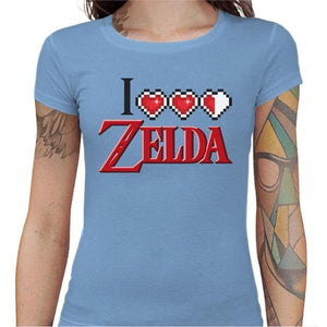 T-shirt Geekette - I love Zelda - Couleur Ciel - Taille S