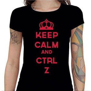 T-shirt Geekette - Keep calm and CTRL Z - Couleur Noir - Taille S