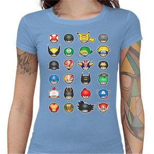 T-shirt Geekette - Know your Mushroom - Couleur Ciel - Taille S