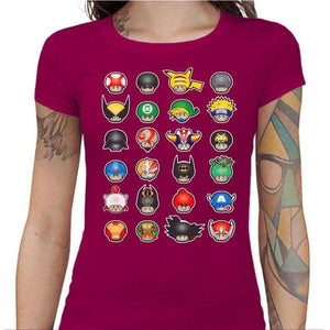 T-shirt Geekette - Know your Mushroom - Couleur Fuchsia - Taille S