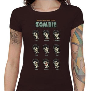 T-shirt Geekette - Mieux comprendre votre Zombie - Couleur Chocolat - Taille S