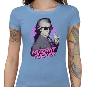 T-shirt Geekette - Mozart Fucker - Couleur Ciel - Taille S