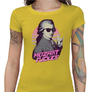 T-shirt Geekette - Mozart Fucker - Couleur Jaune - Taille S