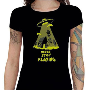T-shirt Geekette - Never stop playing - Couleur Noir - Taille S