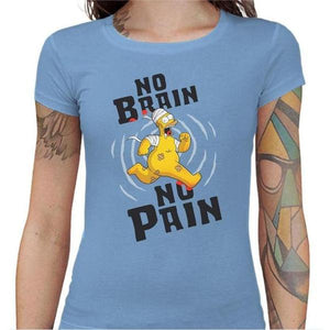 T-shirt Geekette - No Brain No Pain - Couleur Ciel - Taille S