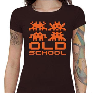 T-shirt Geekette - Old School - Couleur Chocolat - Taille S