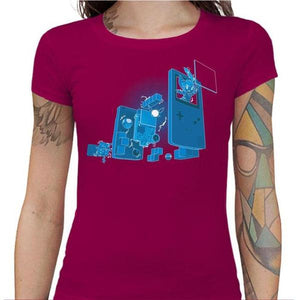 T-shirt Geekette - Old School Gamer - Couleur Fuchsia - Taille S