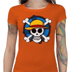 T-shirt Geekette - One Piece Skull - Couleur Orange - Taille S
