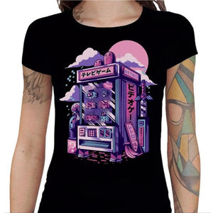 T-shirt Geekette - Retro vending machine - Couleur Noir - Taille S