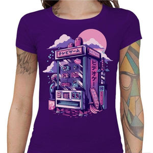 T-shirt Geekette - Retro vending machine - Couleur Violet - Taille S