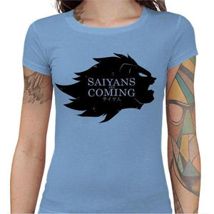 T-shirt Geekette - Saiyans Are Coming - Couleur Ciel - Taille S