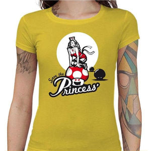T-shirt Geekette - Save the Princess - Couleur Jaune - Taille S