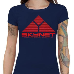 T-shirt Geekette - Skynet - Terminator II - Couleur Bleu Nuit - Taille S