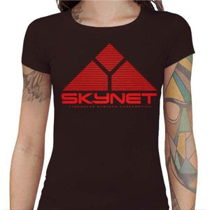 T-shirt Geekette - Skynet - Terminator II - Couleur Chocolat - Taille S