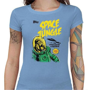 T-shirt Geekette - Space Jungle - Couleur Ciel - Taille S