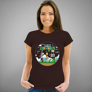 T-shirt Geekette - Super Marcus World - Couleur Chocolat - Taille S