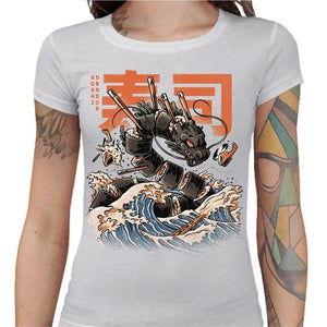 T-shirt Geekette - Sushi dragon - Couleur Blanc - Taille S