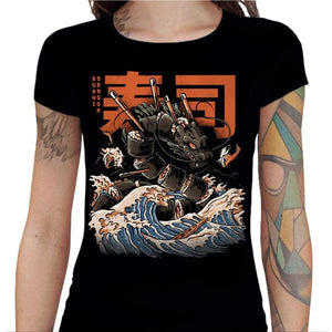 T-shirt Geekette - Sushi dragon - Couleur Noir - Taille S