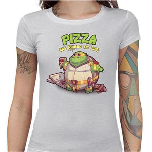 T-shirt Geekette - Turtle Pizza - Couleur Blanc - Taille S