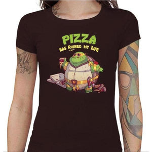 T-shirt Geekette - Turtle Pizza - Couleur Chocolat - Taille S