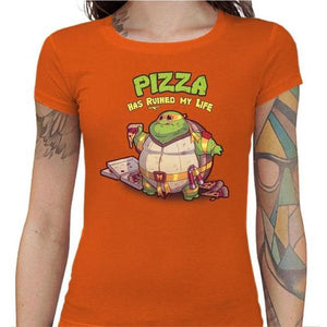 T-shirt Geekette - Turtle Pizza - Couleur Orange - Taille S