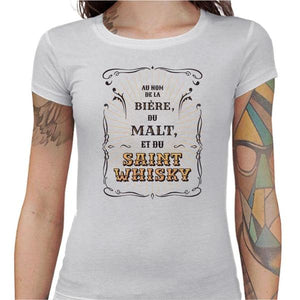 T-shirt Humour femme - Saint Whisky - Couleur Blanc - Taille S
