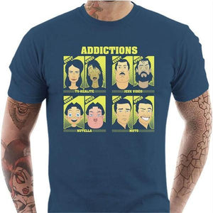 T shirt Motard homme - Addictions - Couleur Bleu Gris - Taille S