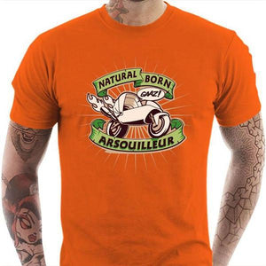 T shirt Motard homme - Arsouilleur-né - Couleur Orange - Taille S