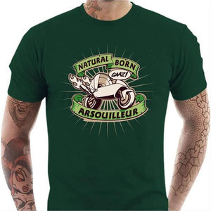T shirt Motard homme - Arsouilleur-né - Couleur Vert Bouteille - Taille S