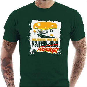 T shirt Motard homme - Beaux jours pour pourrir - Couleur Vert Bouteille - Taille S