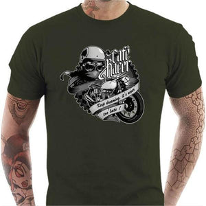 T shirt Motard homme - Café Racer - Couleur Army - Taille S
