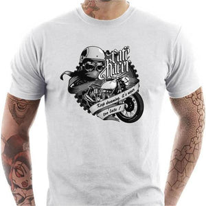 T shirt Motard homme - Café Racer - Couleur Blanc - Taille S