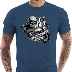 T shirt Motard homme - Café Racer - Couleur Bleu Gris - Taille S
