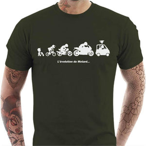 T shirt Motard homme - Evolution du Motard - Couleur Army - Taille S