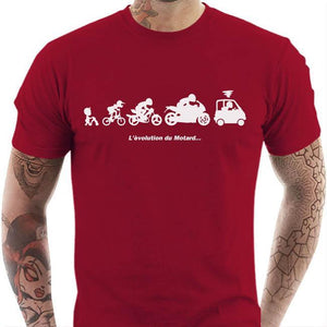 T shirt Motard homme - Evolution du Motard - Couleur Rouge Tango - Taille S
