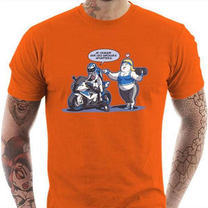 T shirt Motard homme - Grosse Sportive - Couleur Orange - Taille S