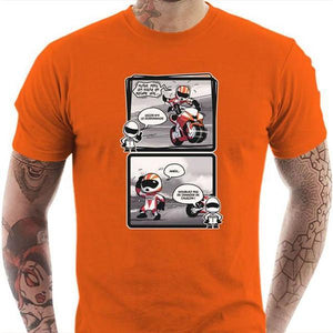 T shirt Motard homme - Guidonnage - Couleur Orange - Taille S