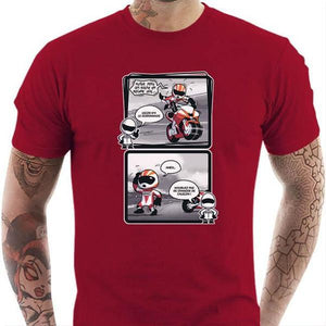 T shirt Motard homme - Guidonnage - Couleur Rouge Tango - Taille S