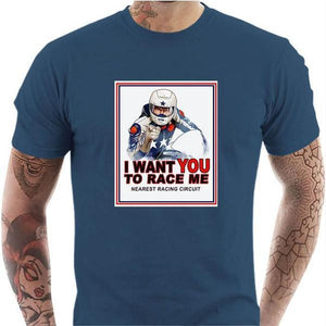 T shirt Motard homme - I Want You - Couleur Bleu Gris - Taille S