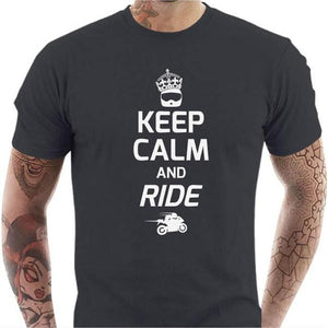 T shirt Motard homme - Keep Calm and Ride - Couleur Gris Foncé - Taille S