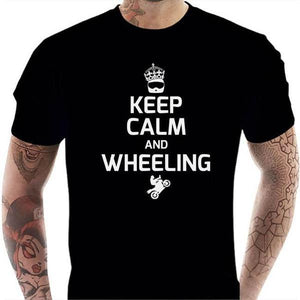 T shirt Motard homme - Keep Calm and Wheeling - Couleur Noir - Taille S