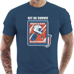 T shirt Motard homme - Kit de survie du motard - Couleur Bleu Gris - Taille S