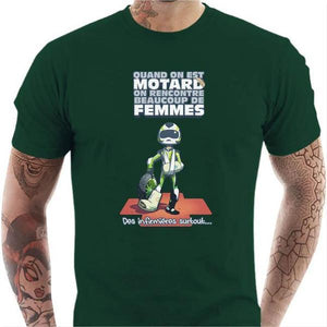 T shirt Motard homme - Le Motard et les Femmes - Couleur Vert Bouteille - Taille S